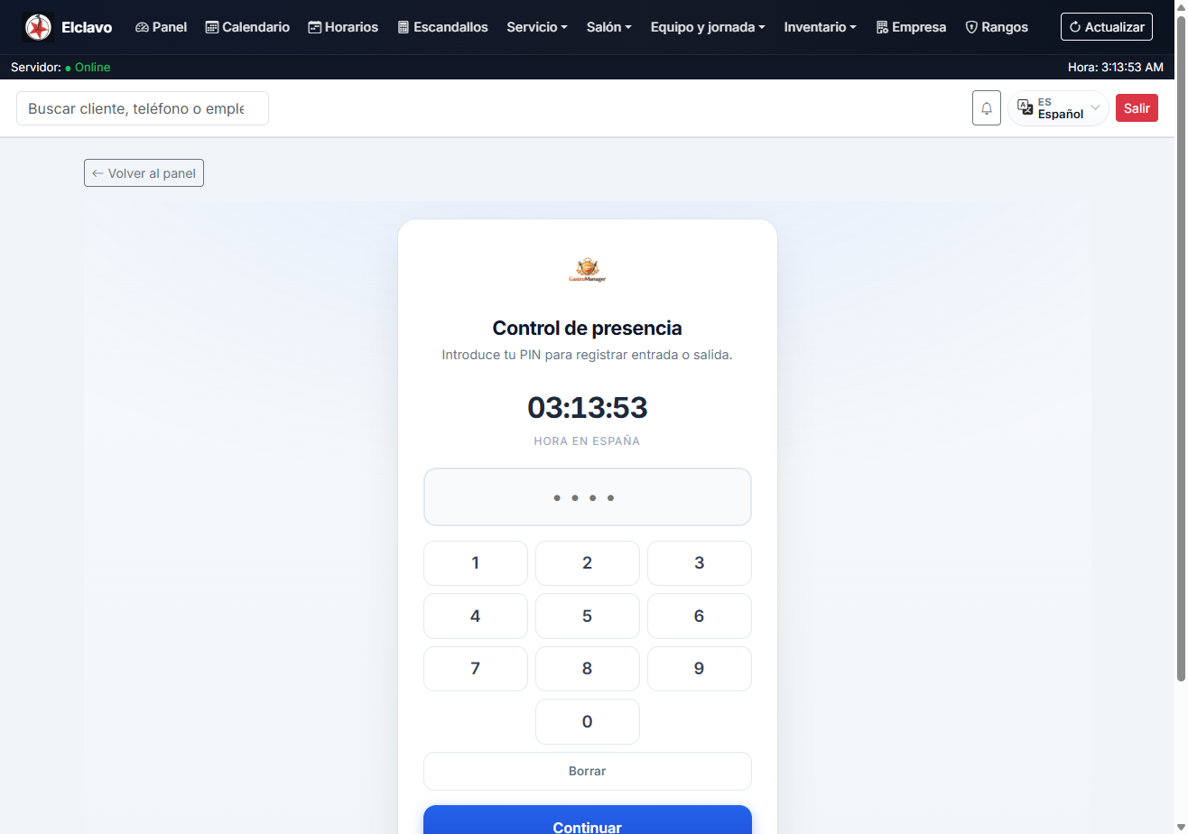 Control de presencia y fichaje con PIN